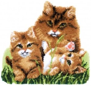 스킬자수(래치훅 Latch Hook Kit) 매트 SHAPED RUG KIT CAT FAMILY 0165638