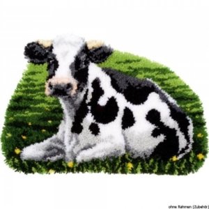 스킬자수(래치훅 Latch Hook Kit) 매트 SHAPED RUG KIT COW RESTING-0157078