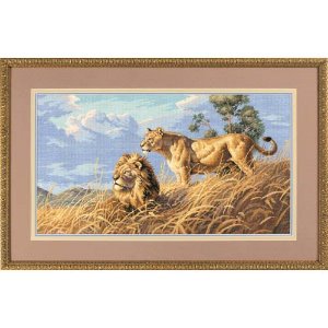 완성작품-AFRICAN LIONS(KIT)/13190  (간이액자에 넣어 있는상태)