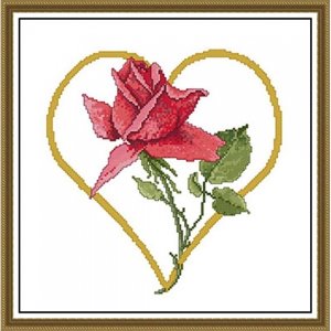 I01Da The Rose in heart(5D프린트십자수)-H289  부분자수