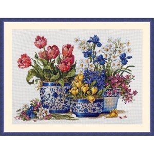Merejka Cross Stitch Kit/Spring Garden in Blue-K-195