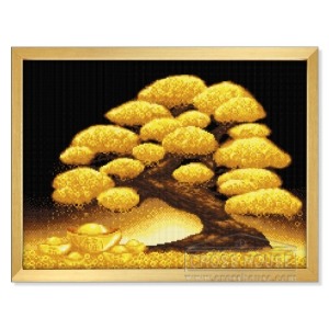 (캔버스)CV-027 황금돈나무(원형)(AB) 가로60 세로45cm 보석십자수