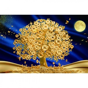 O29c 황금달 돈나무 (3D보석자수)(가로60 세로40cm)-P0000ISS