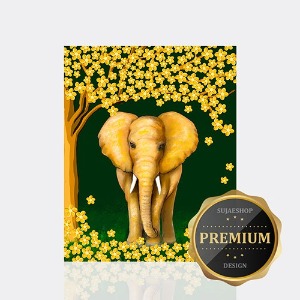 S3D-황금나무코끼리 가로40 세로50cm(보석십자수-액자별도 구매)