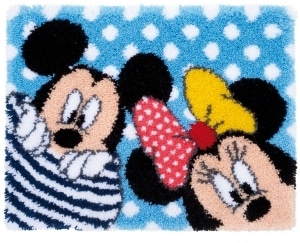 스킬자수(래치훅 Latch Hook Kit) 매트 Disney Mickey &amp; Minnie Peek-a-boo-0167700 