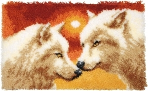 스킬자수(래치훅 Latch Hook Kit) Carpet 매트 Wolves-0156064